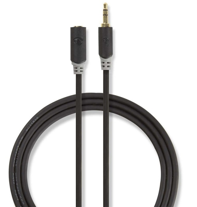 Nedis Stereo Audio Cable | 3.5 mm Male | 3.5 mm Female | Gold Plated | 3.00 m | Round | Anthracite | Box