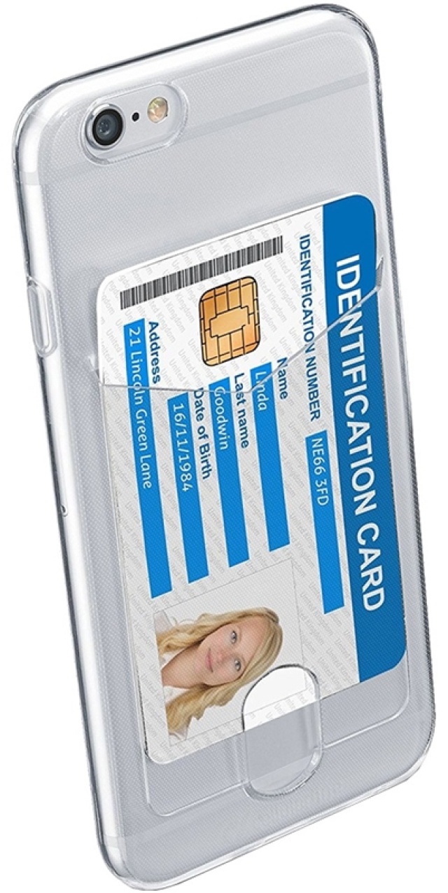 cellularline Flex Pocket, Transparent case with card pocket for iPhone 6/6S