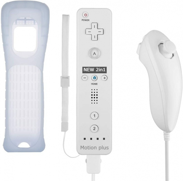 Remote Plus + Nunchuck compatible with Wii-Wii U, White