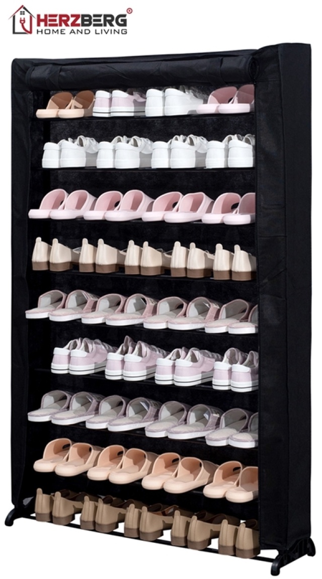 Herzberg Shoe storage for 45 shoes, Black