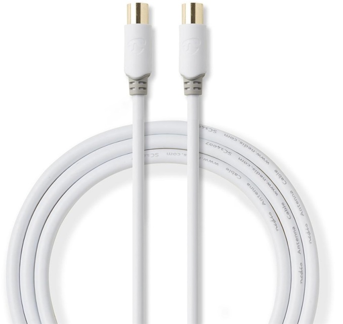 Nedis Coax Cable | IEC (Coax) Male | IEC (Coax) Female | Gold Plated | 100 dB | 75 Ohm | Double Shielded | 10.0 m | Round | PVC | White | Box