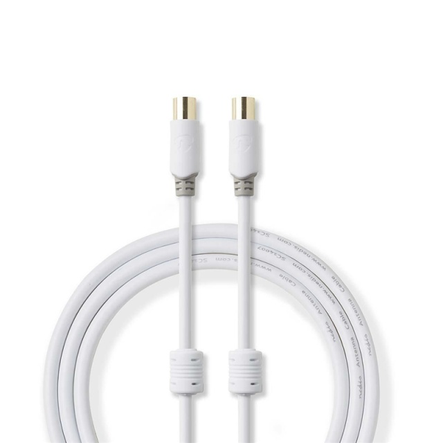 Nedis Coax Cable | IEC (Coax) Male | IEC (Coax) Female | Nickel Plated | 90 dB | 75 Ohm | Double Shielded | 10.0 m | Round | PVC | White | Envelope