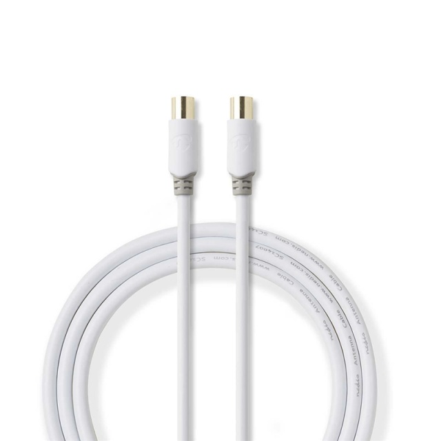Nedis Coax Cable | IEC (Coax) Male | IEC (Coax) Female | Gold Plated | 100 dB | 75 Ohm | Double Shielded | 2.00 m | Round | PVC | White | Box