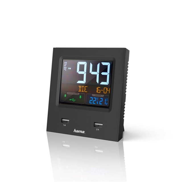 Hama Alarm Clock Dual-USB USB-charging Black