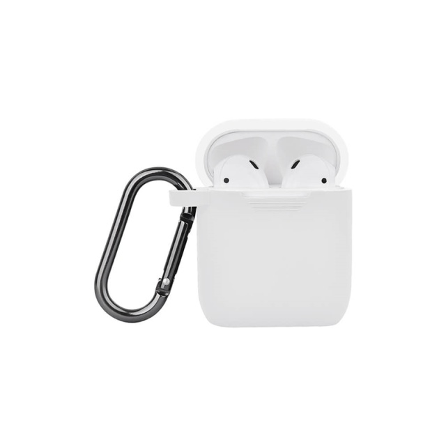 North Airpods Protective Case Silicone Carabiner White