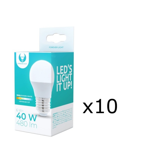 LED Lamp E27, 6W, 230V, 3000K 10-pack, Warm white