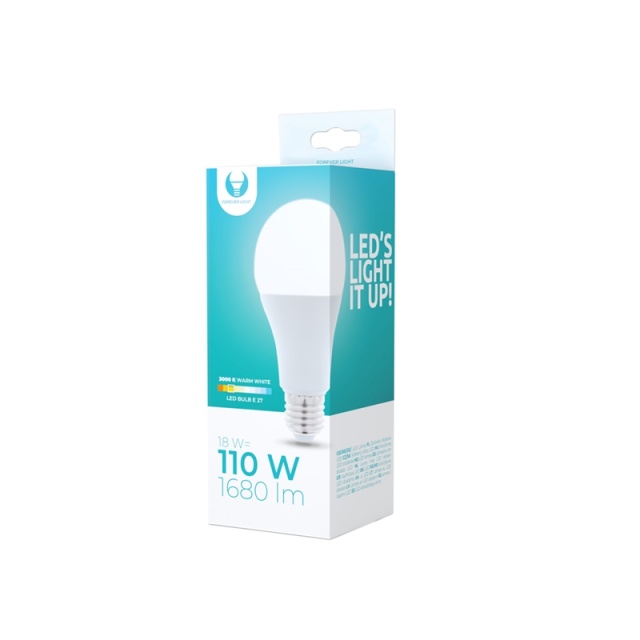 LED Lamp E27, A65, 18W, 230V, 3000K, Warm White