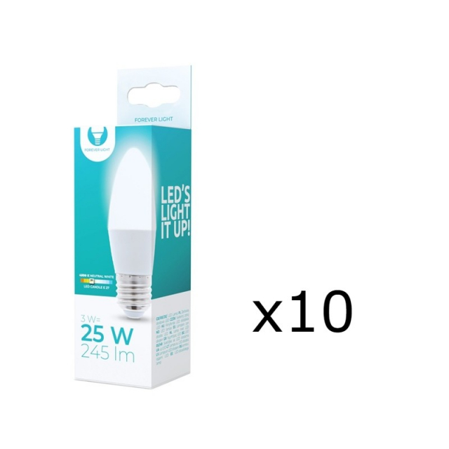LED Lamp E27, 3W, 230V, 4500K 10-pack, White neutral