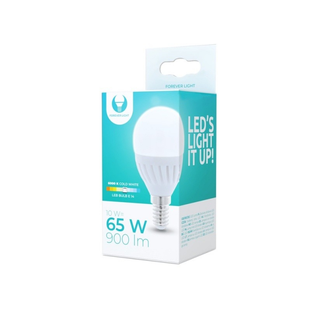 LED Bulb E14, G45, 10W, 230V, 6000K, Ceramic, Cool White