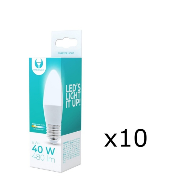 LED Lamp E27, 6W, 3000K 10-pack, Warm White