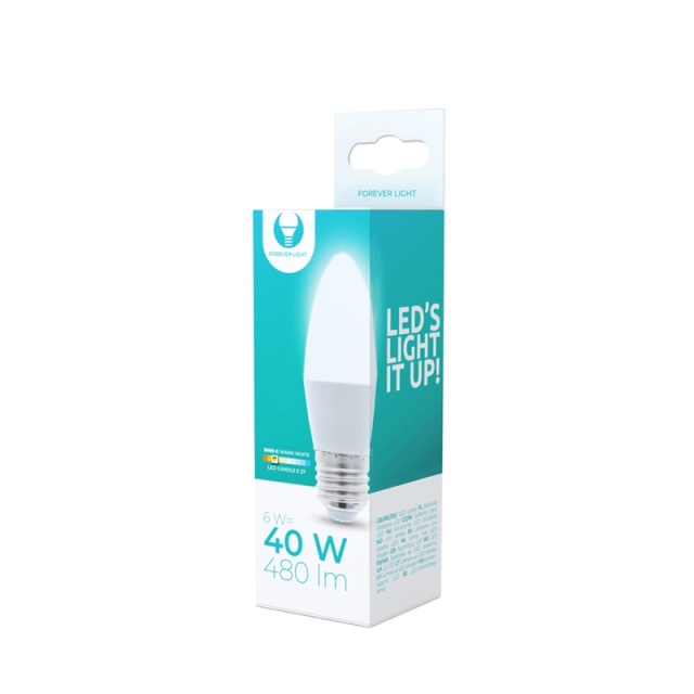 LED Lamp E27, 6W, 3000K, Warm White