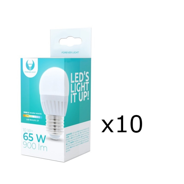 LED Lamp E27, G45, 10W, 230V, 3000K, Ceramic 10-pack, Warm White