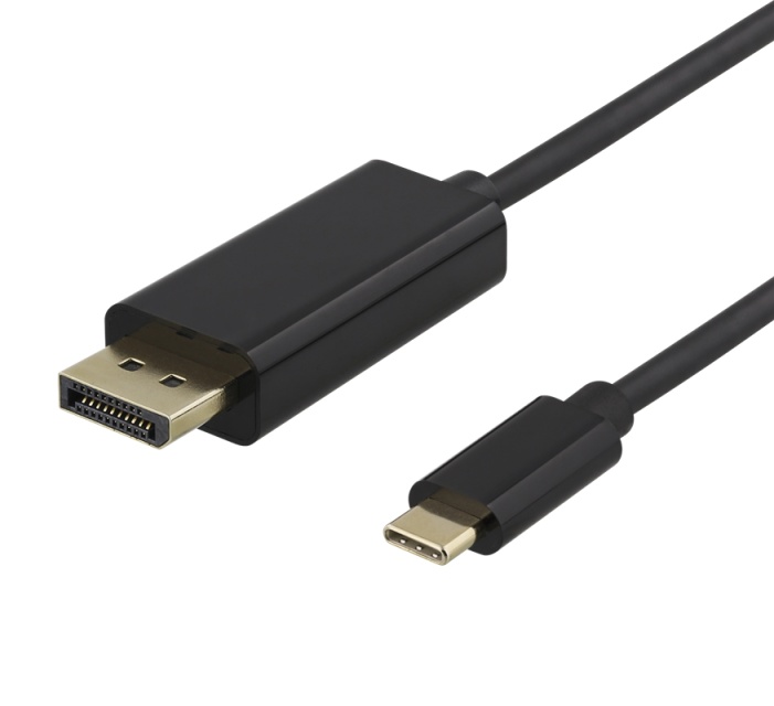 DELTACO USB-C till DisplayPort-kabel, 2m, 4K@60Hz, svart