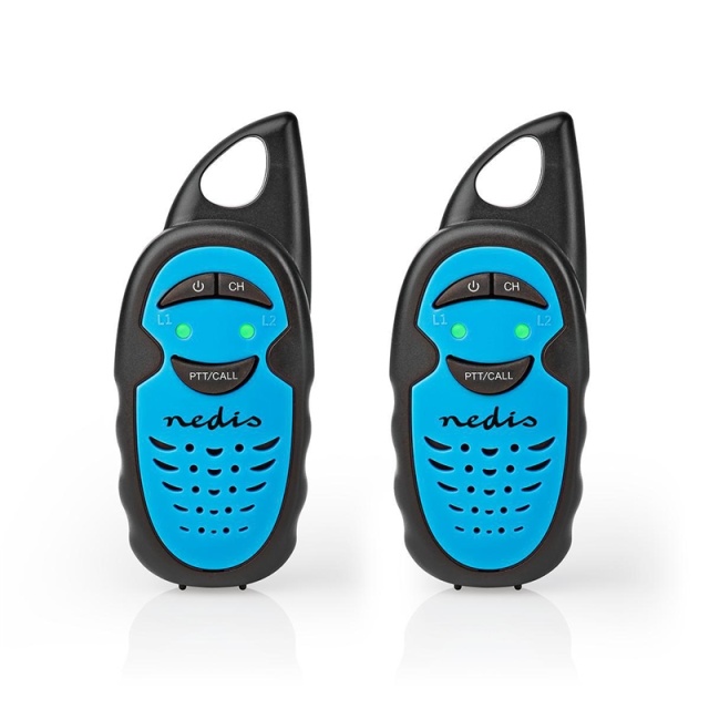 Nedis Walkie-Talkie Set | 2 Handsets | Up to 3 km | Frequency channels: 3 | PTT | up to 3 Hours | Black / Blue