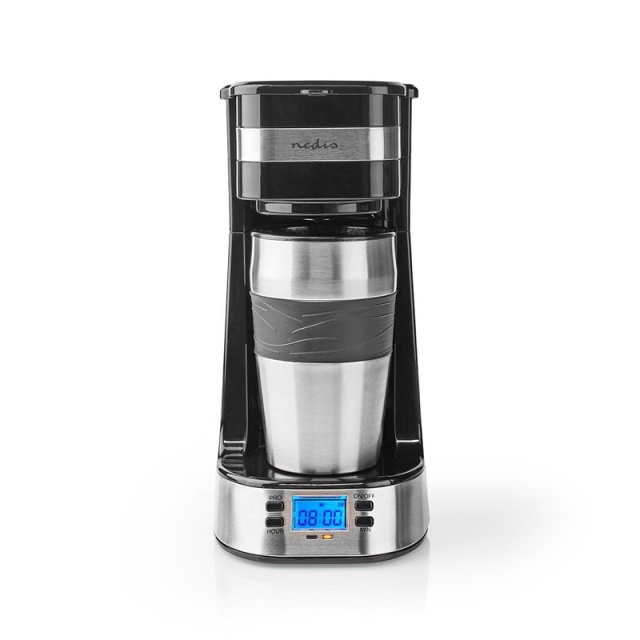 Nedis Coffee Maker | Filter Coffee | 0.4 l | 1 Cups | Switch on timer | Black / Silver