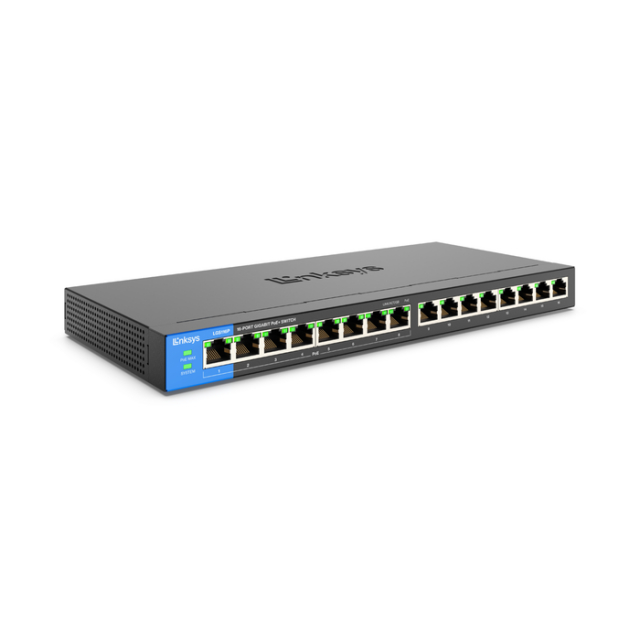 Linksys LGS116P 16-portars Nätverksswitch Gigabit Preowned Grade B