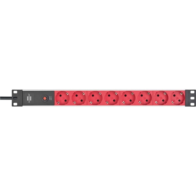 brennenstuhl Alu-Line 8-way 19" Socket for switch boxes PG Plug 2.00 m Black/Red