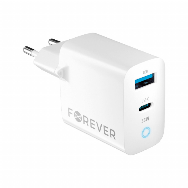 Forever TC-06-33AC GaN PD QC charger 1x USB-C 1x USB 33W