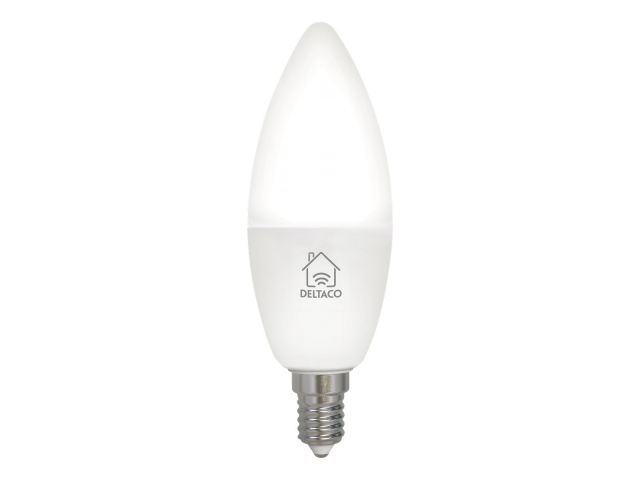 Deltaco SMART HOME LED-lampa, E14, WiFI, 4.9W, 2700K-6500K, dimbar, vit