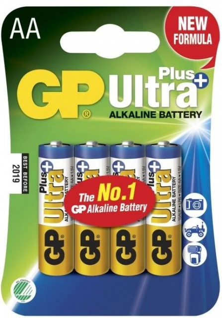 GP Ultra Plus Alkaline AA battery, 15AUP/LR6, 4-pack
