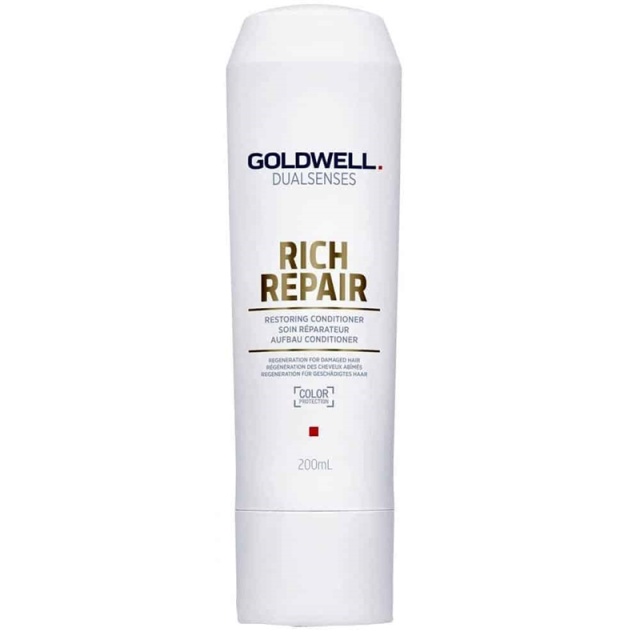 Goldwell Dualsenses Rich Repair Restoring Conditioner restores severely damaged hair structure from within and awakens the natural luster of untreated hair. This conditioner is made for those with dry and damaged hair, it has a blend of microPROtec and In