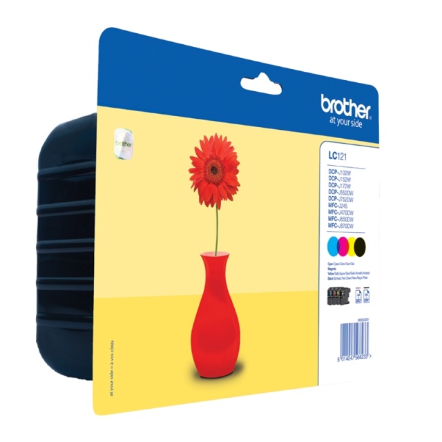 Brother LC-121VALBPDR. Model: Original, Ink type: Pigment based ink, Printer cartridge: Black, Cyan, Magenta, Yellow. Package Type: Bladder<div style="text-align:center; margin-top:15px;"><i>This text was automatically translated, errors may be present.</