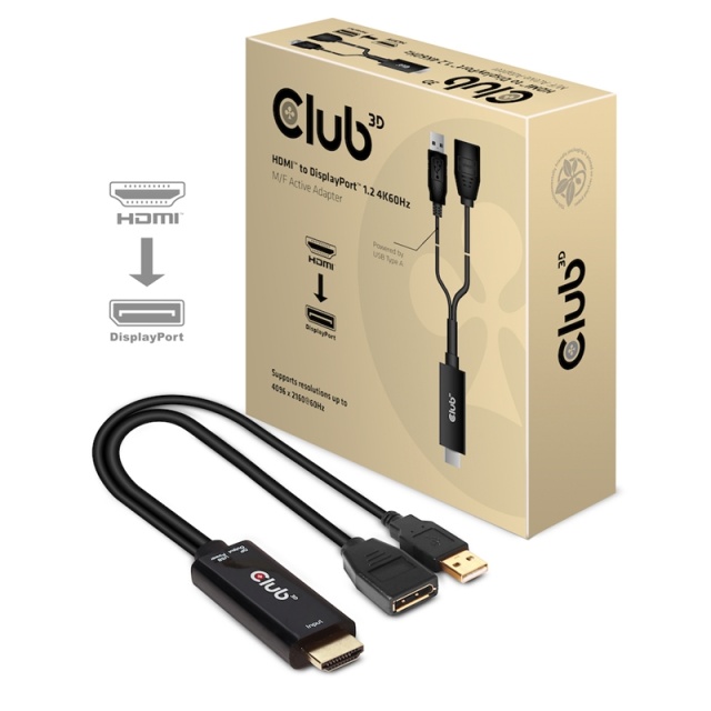 CLUB3D HDMI 2.0 TO DISPLAYPORT 1.2 4K60HZ HDR M/F ACTIVE ADAPTER Svart