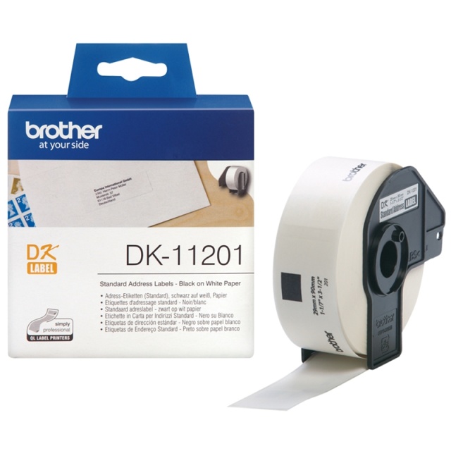 Brother DK-11201 etikett-tejp Svart på vitt