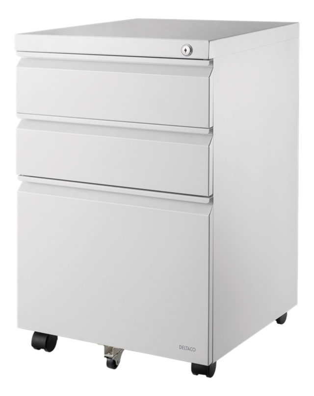 DELTACO OFFICE Mobile cabinet with lock and 3-drawers, swivel castors,