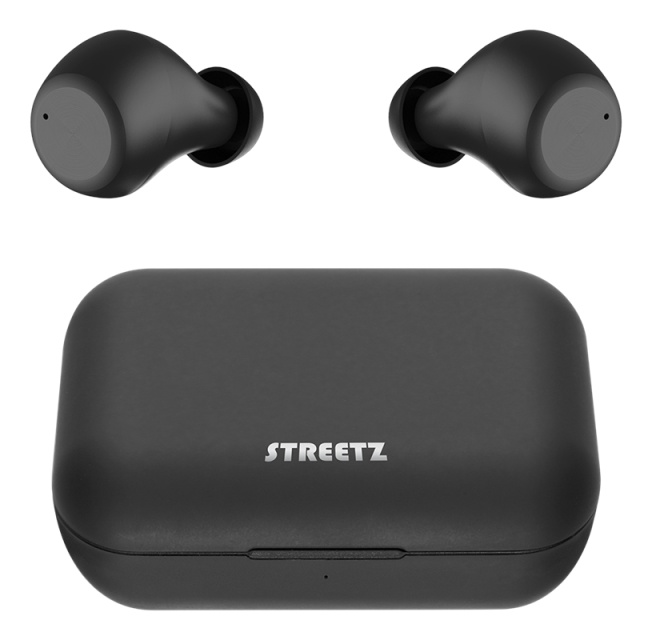 STREETZ Wireless in-ear earbuds with charging case, BT 5, TWS, black