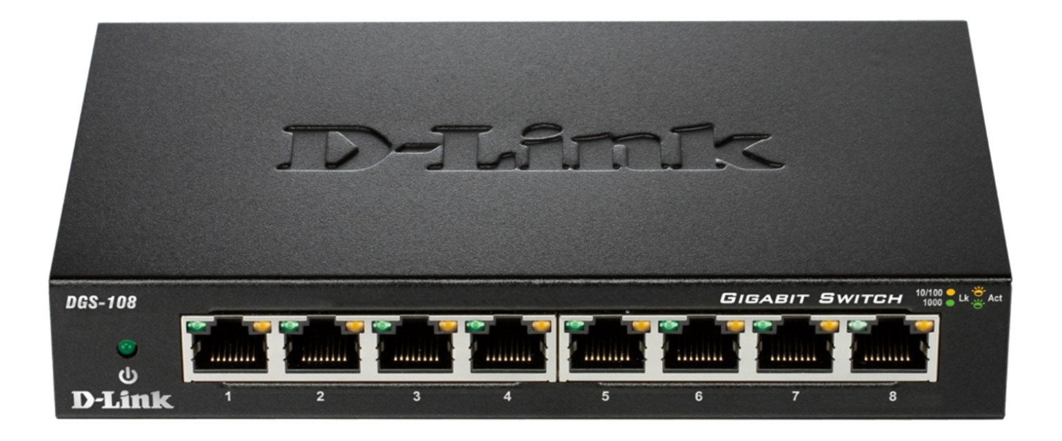 D-Link 8-Port Gigabit Ethernet Metal Housing Unmanaged Light Switch