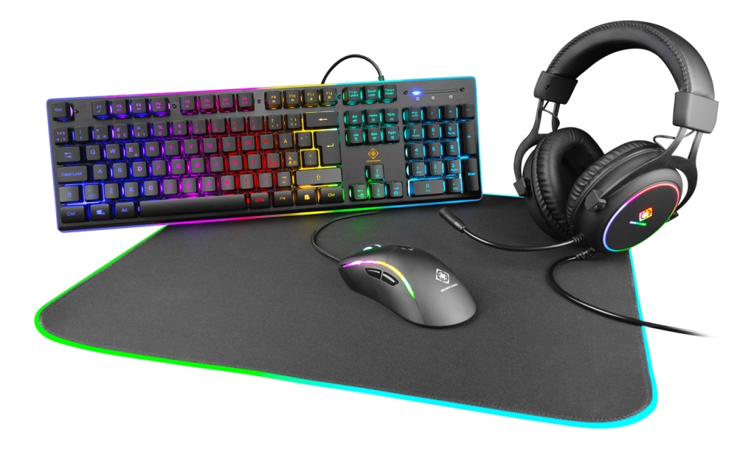 DELTACO GAMING 4in1 RGB kit with Keyboard, Mouse, Headset, Mousepad