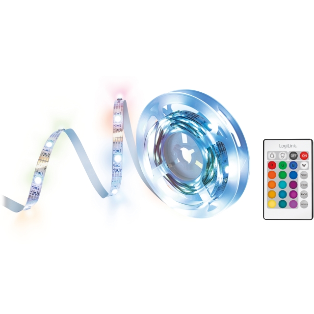 LogiLink RGB LED-strip med fjärr. 3 met