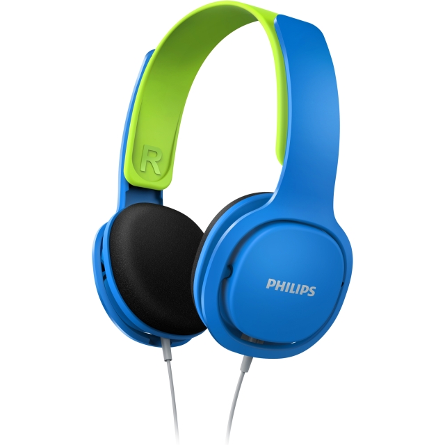 Philips Headphones for children. Limited maximum volume. Cord. Blue color