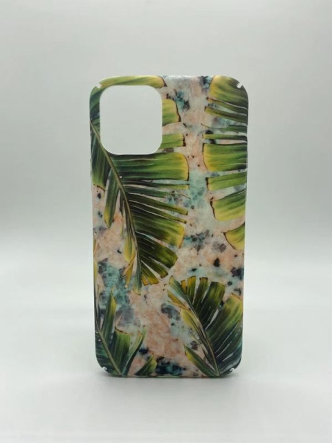 Marble case with green leaves for iPhone 11 Pro Max