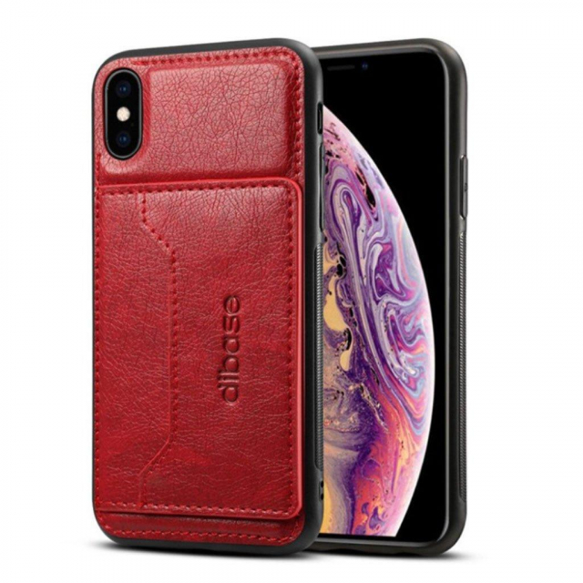 Trendy iPhone XS/X Leatherette Case with Card Pocket, Red