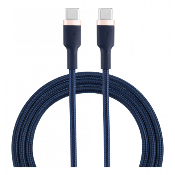 EPZI USB-C to USB-C Cable, 60W, Braided, 1m - Navy Blue