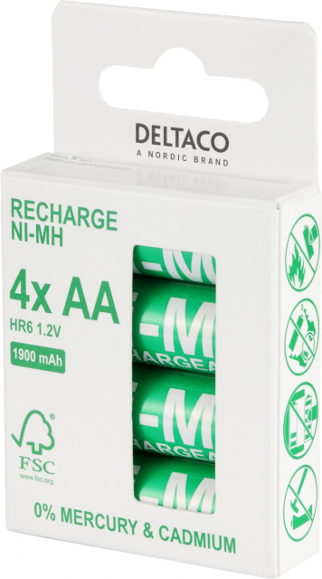 DELTACO Ultimate Ni-Mh rechargeable, LR6/AA size, 1900mAh, 4-pack (SG)