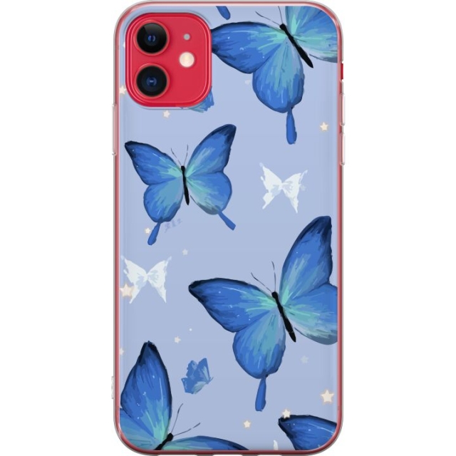 Mobile case for Apple iPhone 11 with Blue butterflies design