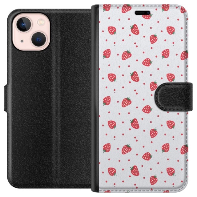 Wallet case for Apple iPhone 13 mini with Strawberries design