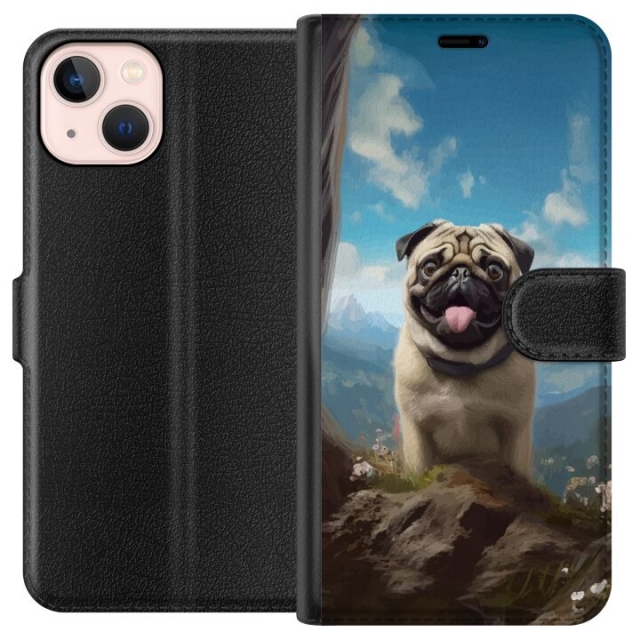Wallet case for Apple iPhone 13 mini with Happy Dog design