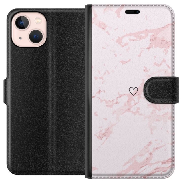Wallet case for Apple iPhone 13 mini with Pink Heart design