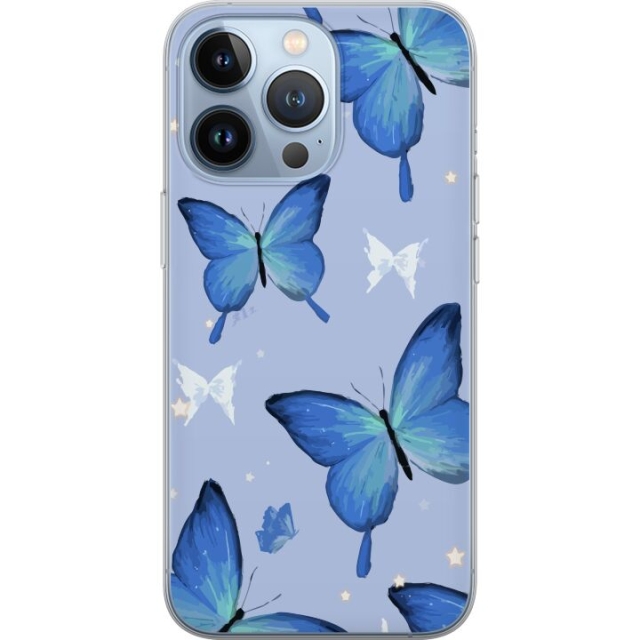 Mobile case for Apple iPhone 13 Pro with Blue butterflies design
