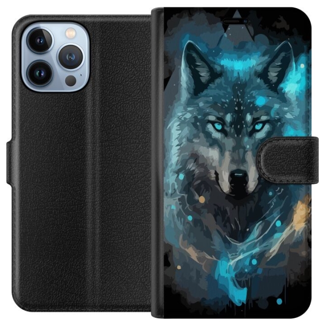 Wallet case for Apple iPhone 13 Pro Max with Wolf design