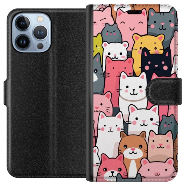 Wallet case for Apple iPhone 13 Pro Max with Cat pattern design