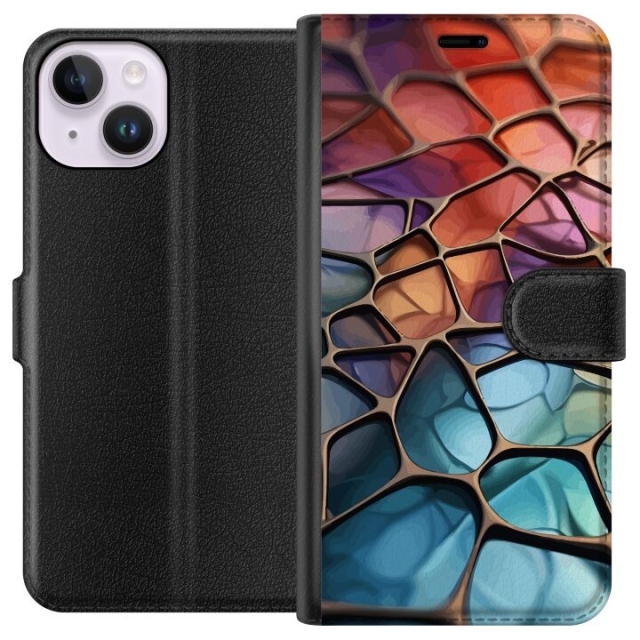 Wallet case for Apple iPhone 14 with Metallic pattern design