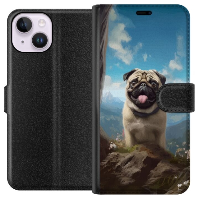 Wallet case for Apple iPhone 14 with Happy Dog design