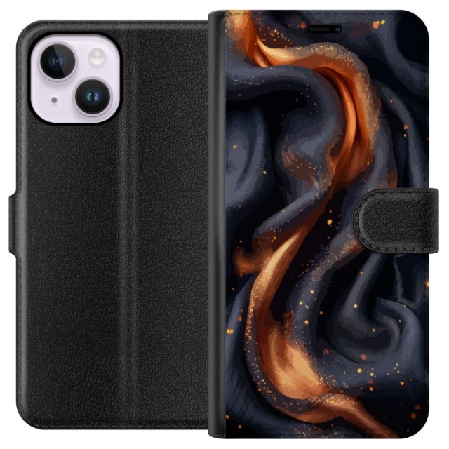 Wallet case for Apple iPhone 14 Plus with Fiery silk design