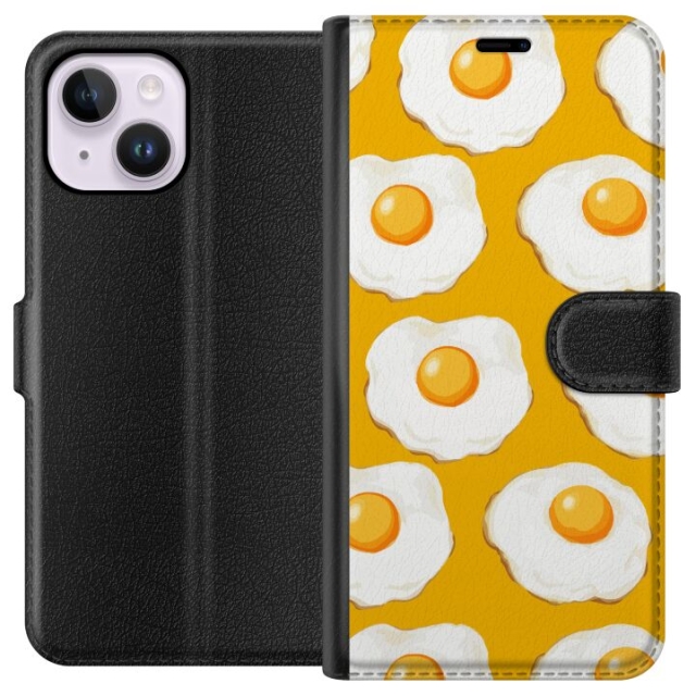 Wallet case for Apple iPhone 14 Plus with Fried egg design