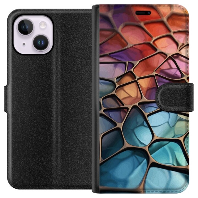 Wallet case for Apple iPhone 14 Plus with Metallic pattern design